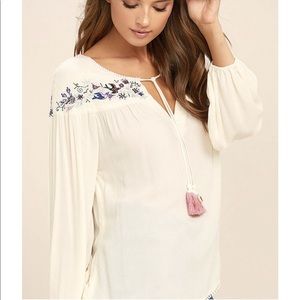 Black swan Mia embroidered cream blouse
